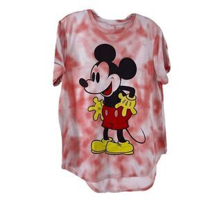 Disney Mickey Mouse Tie Dye T-Shirt Red Juniors XXL Short Sleeve Graphic Tee